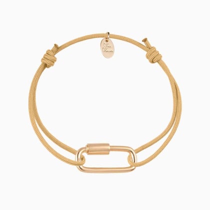 Bracelet à breloques Prénom personnalisé sur cordon plaqué or merci maman