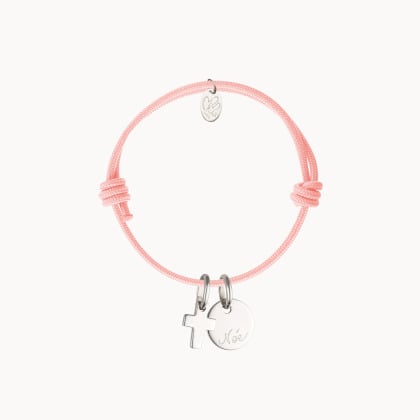 Personalised Mini Cross Bracelet in Sterling Silver merci maman