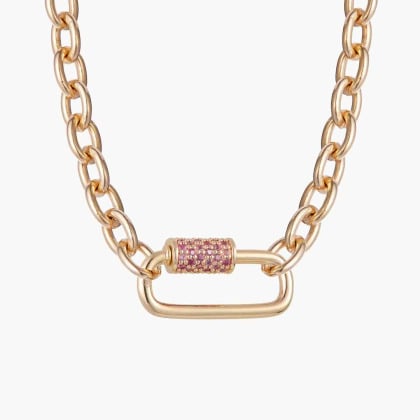 Collier à Breloques Prénom Cristal Rose personnalisé plaqué or merci maman