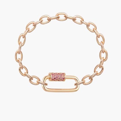 Bracelet à Breloques Prénom Cristal Rose personnalisé placcato in oro merci maman