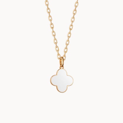 Personalised Enamel Clover Cross Necklace gold plated merci maman
