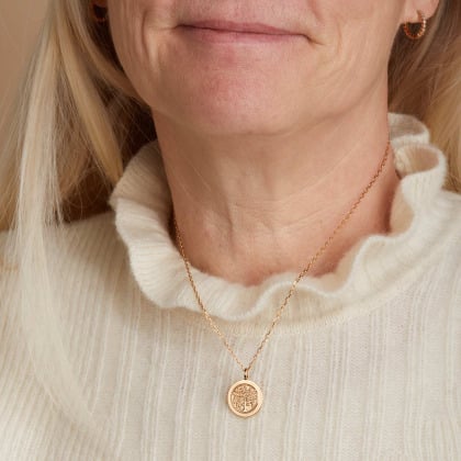 Collier personnalisé Médaille Arbre de Vie plaqué or merci maman