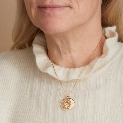 Collier personnalisé Pendentif Arbre de Vie plaqué or merci maman