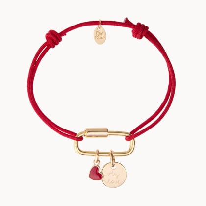 Personalisiertes Valentins Herz Lucky Charm Armbändchen vergoldet merci maman