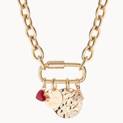 Collana personalizzata portafortuna san valentino placcato in oro merci maman