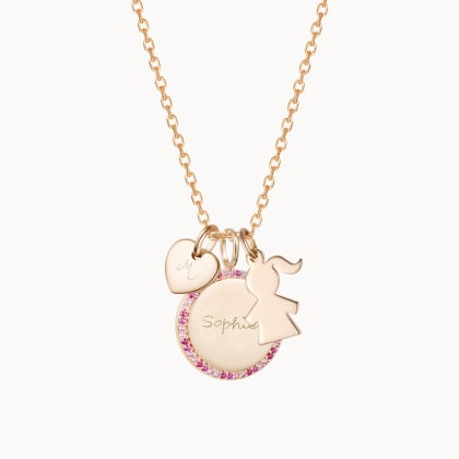 La Collana Duchessa Kate Cristallo Rosa placcato in oro merci maman