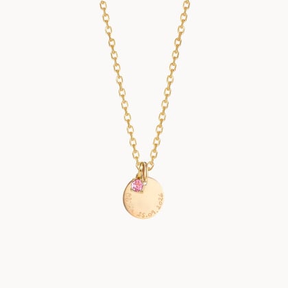 Collana personalizzata messaggio con cristallo solitario pietra di nascita| Merci Maman