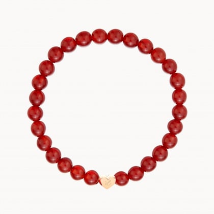 Personalised Heart Initial Beaded Bracelet gold plated red agate merci maman