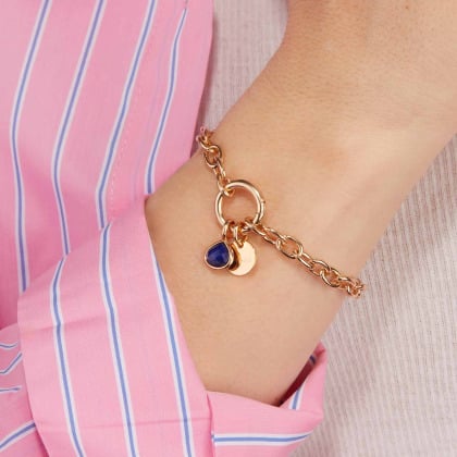 Personalisiertes rundes Lucky Charm Armband vergoldet merci maman