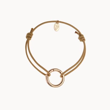 Pulsera personalizada trenzada Amuleto de la Suerte circular baño de oro merci maman