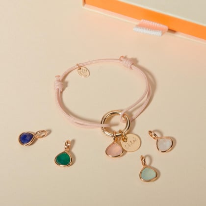 Personalised Round Lucky Charm Braid Bracelet gold plated merci maman