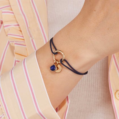 Personalised Round Lucky Charm Braid Bracelet gold plated merci maman