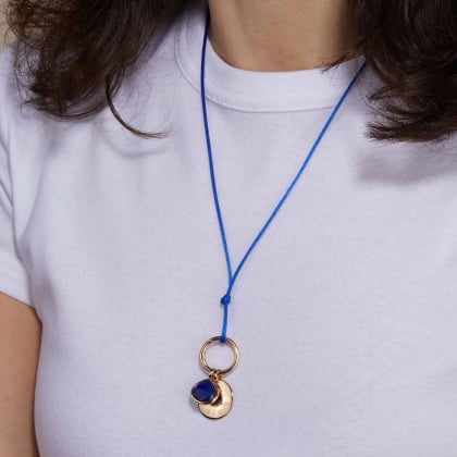 Collana di raso personalizzata con Charm e Chiusura Grande Rotonda merci maman