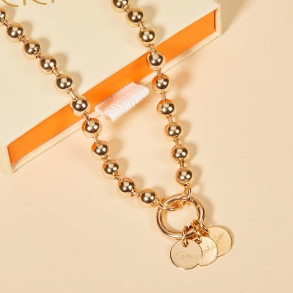 Personalised Small Lucky Charm Gold Pearl Necklace gold plated merci maman