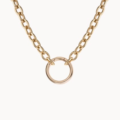 Collana personalizzata portafortuna con chiusura rotonda placcato in oro merci maman