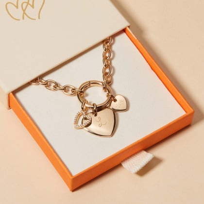 Collana personalizzata portafortuna con chiusura rotonda placcato in oro merci maman