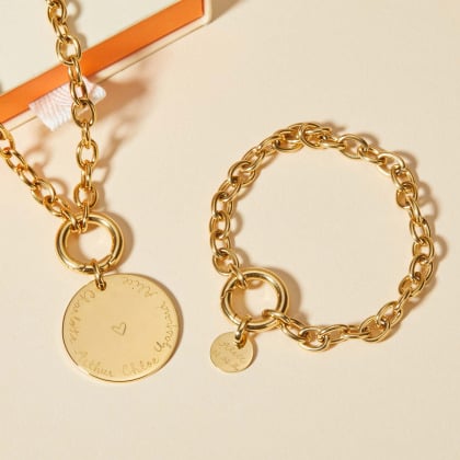 Personalised Round Lucky Charm Stainless Steel Bracelet merci maman
