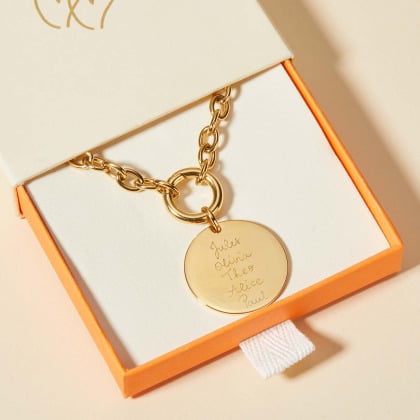Personalised Round Lucky Charm Stainless Steel Necklace merci maman