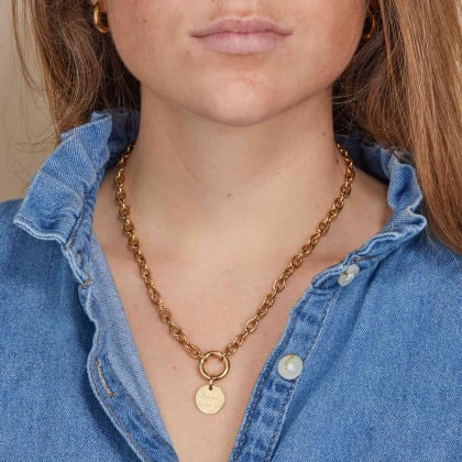 Personnalised Round Lucky Charm Stainless Steel Necklace merci maman