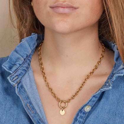 Personnalised Round Lucky Charm Stainless Steel Necklace merci maman