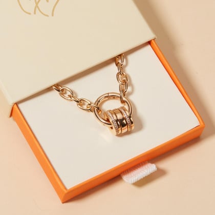 Collar personalizado Unión Amuleto de la Suerte circular baño de oro merci maman