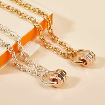 Collar personalizado Unión Amuleto de la Suerte circular baño de oro merci maman