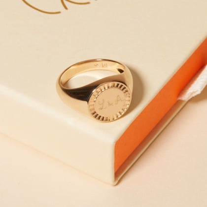 Personalised Round Signet Ring Merci Maman