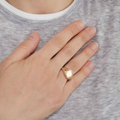 Personalised Round Signet Ring Merci Maman
