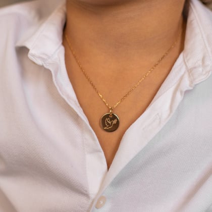 Little Personalised Illustration Necklace gold plated merci maman