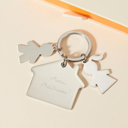 Personalised School Teacher Keyring in Stainless Steel