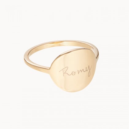 Anello con sigillo personalizzato placcato oro merci maman