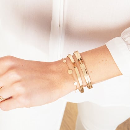 Personalised Single Beaded Open Bangle