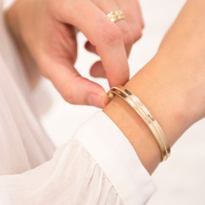 Personalised Single Beaded Open Bangle