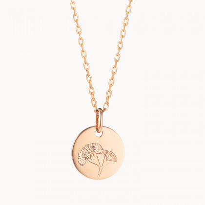 Personalised Birth Flower Necklace gold plated merci maman