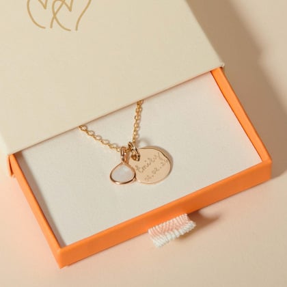 Personalised Small Gemstone Necklace merci maman