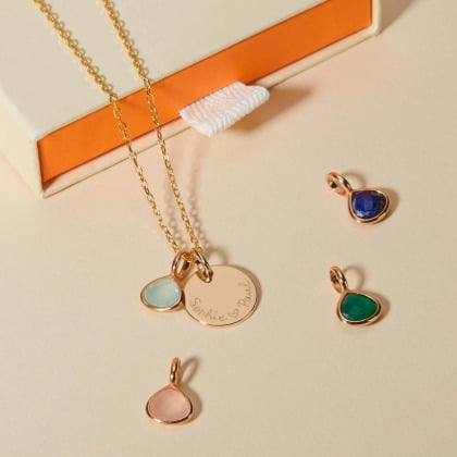 Personalised Small Gemstone Necklace merci maman
