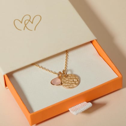 Collier Petit Disque Martelé & Petite Pierre Fine personnalisé merci maman