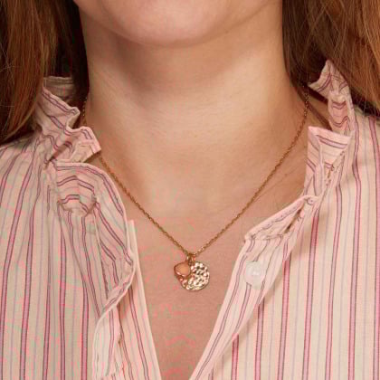 Collier Petit Disque Martelé & Petite Pierre Fine personnalisé merci maman