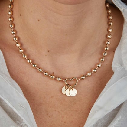 Personalised Small Lucky Charm Gold Pearl Necklace gold plated merci maman