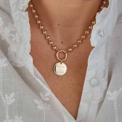 Personalised Small Lucky Charm Gold Pearl Necklace gold plated merci maman