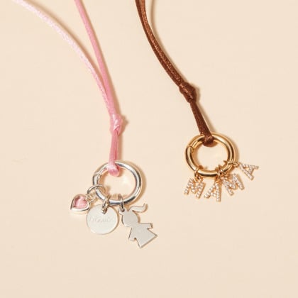 Collar personalizado con cordón Amuleto de la Suerte pequeño merci maman