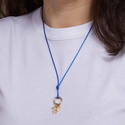 Collar personalizado con cordón Amuleto de la Suerte pequeño merci maman