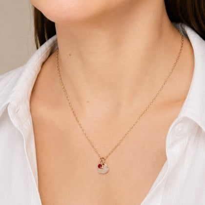 Collana personalizzata con cuore e cristallo solitario pietra di nascita| Merci Maman