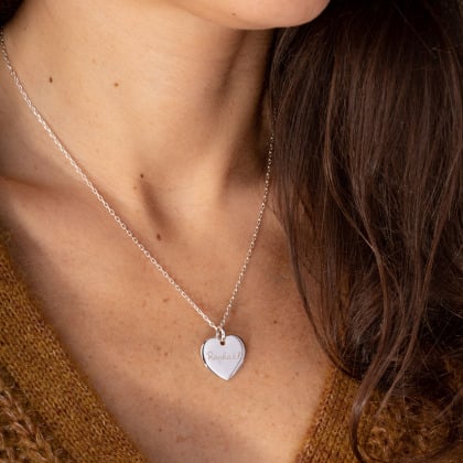 Collar Corazón personalizado plata de ley merci maman