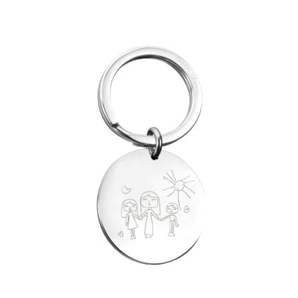 Drawn By You - Large Personalised Keyring in Stainless Steel merci maman