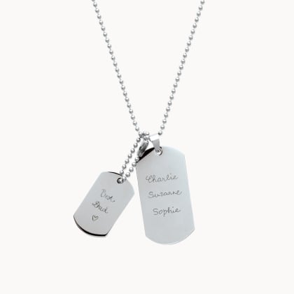 Collar personalizado con doble placa de acero para hombre merci maman