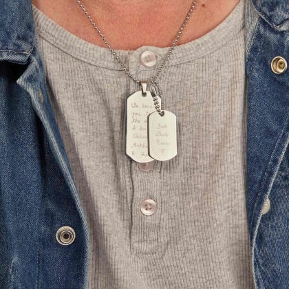 Collar personalizado con doble placa de acero para hombre merci maman