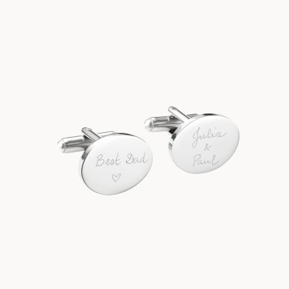 Personalised Stainless Steel Oval Cufflinks merci maman