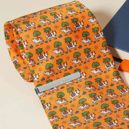 Fermacravatta personalizzato in acciaio Merci Maman
