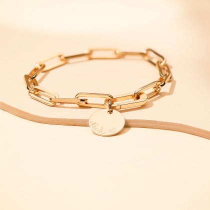 Personalised Love Links Bracelet gold plated merci maman